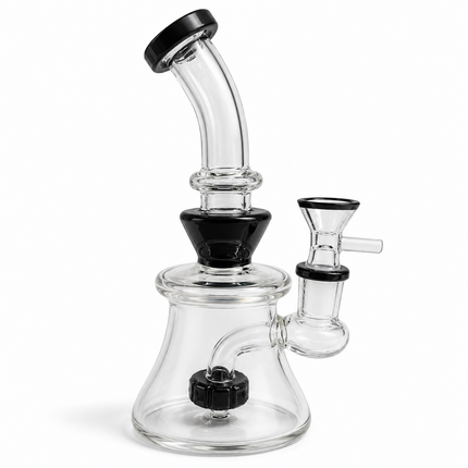 Black Accent Disc Percolator Glass Water Pipe 14mm Bowl 7 inch
