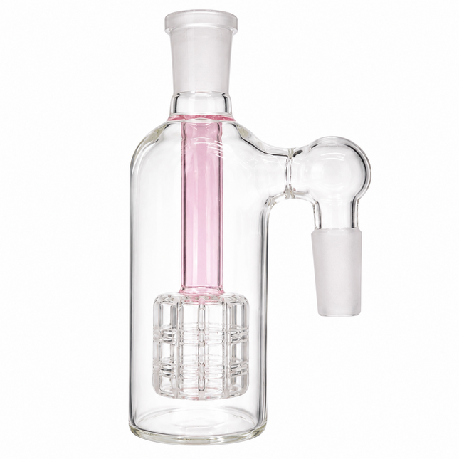 Pink 14mm Glass Ash Catcher Cage Percolator Clear 4.75 inch