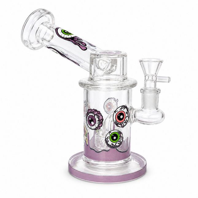 Purple Microscope Eyeball Glass Water Pipe 14mm Bowl 6.5 inch