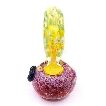 Cherry Crackle Glass Spoon Pipe with Honey Handle – 4 Inch Hand Pipe Deep Bowl