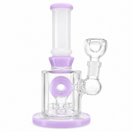 Milky Lavender Bottle Glass Bong with Donut Percolator & Bowl - 7.5 inch