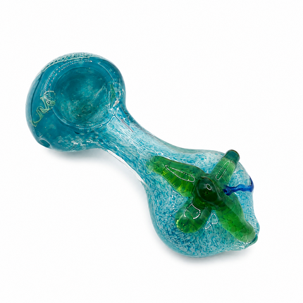 [2PC Bundle] Aqua Sunset Garden Bloom Glass Hand Pipes Assorted Colors 4 Inch