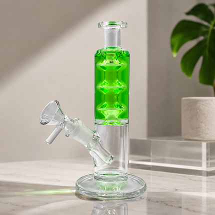 Green Glycerin Freezer Liquid Glass Bong – 7 Inch with Cooling Chamber