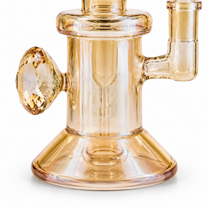 Abundance Diamond Champagne Gold Mirror Chrome Glass Water Pipe 14mm Bowl 7.5 in