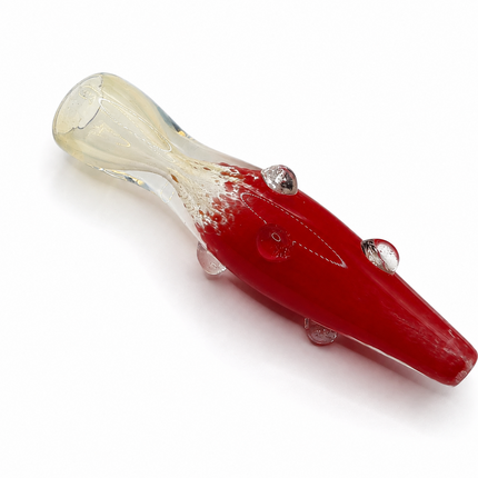 [2PC Bundle] Crimson Sandstone Handcraft Glass Chillum Pipes Amber Speckled 3"