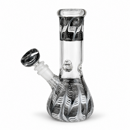 Midnight Zebra Black 10-Inch Ice Catcher Glass Water Pipe with Bowl