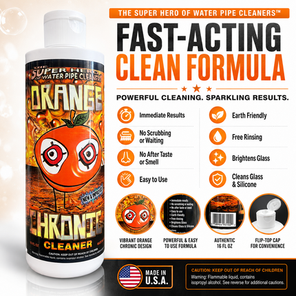 Orange Chronic Water Pipe Cleaner 16 oz Glass Silicone Cleaner
