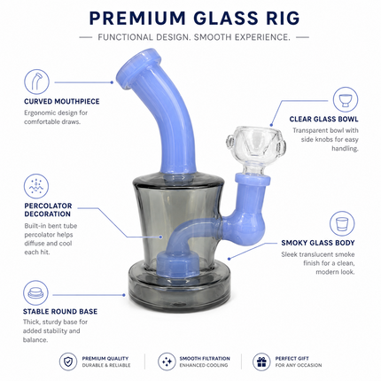[4PC Bundle] Blue/Light Blue + Smoke/Light Blue Mini Glass Water Pipe Set