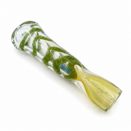 Emerald Vine Handcraft Glass Chillum Pipe Clear Green Wrapped 3~3.5 inch