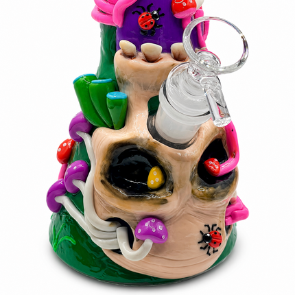 Mushroom Skull Glass Beaker Water Pipe Tobacco Hookah - 10 Inch