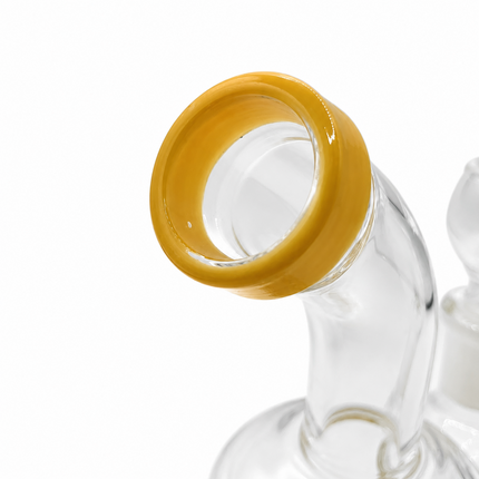 Yellow Accent Clear Mini Glass Water Pipe – 6–6.5 Inch Compact Bong with Bowl