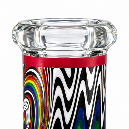 Vivid Vortex Red Psychedelic Straight Tube Glass Bong 14mm Bowl 10 Inch