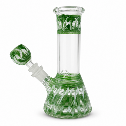 Emerald Ripple Green 10-Inch Ice Catcher Glass Water Pipe with Bowl