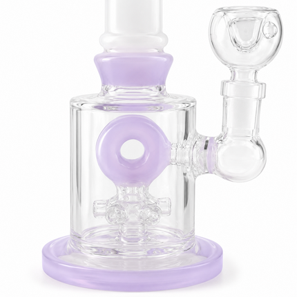 Milky Lavender Bottle Glass Bong with Donut Percolator & Bowl - 7.5 inch