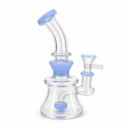 Light Blue Disc Percolator Glass Water Pipe 14mm Bowl 7 inch