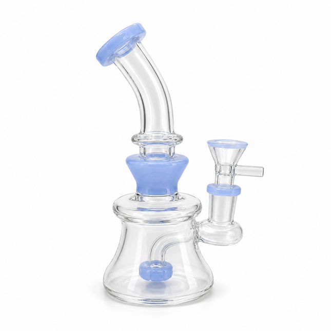 Light Blue Disc Percolator Glass Water Pipe 14mm Bowl 7 inch