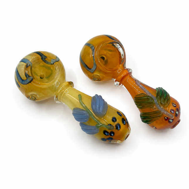 [2PC Bundle] Phoenix Feather Twist Body Color Swirl Glass Hand Pipes Set