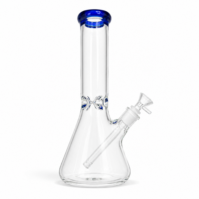Dark Blue Accent Beaker Glass Water Pipe Ice Catcher 14mm Bowl 10.5 inch