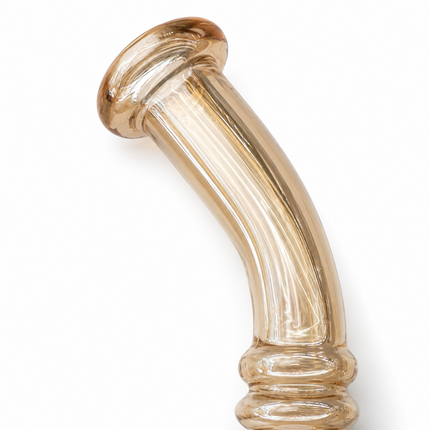 Gold Mirror Chrome Bent Neck Beaker Glass Water Pipe 14mm Bowl 8 Inches