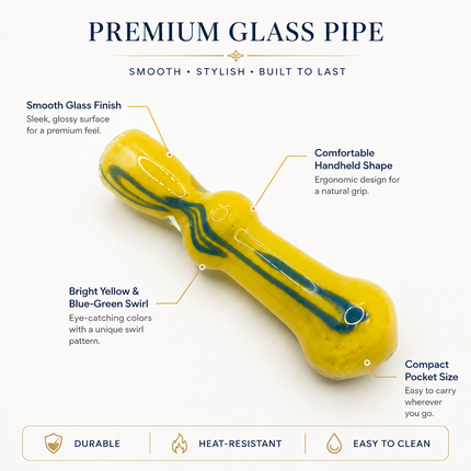 Citrus Tide Handcraft Glass Chillum Pipe Yellow Blue 3~3.5 inch