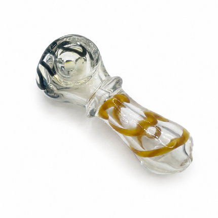 [2PC Bundle] Desert Coil Twist Body Glass Hand Pipe Set Clear Swirl Design