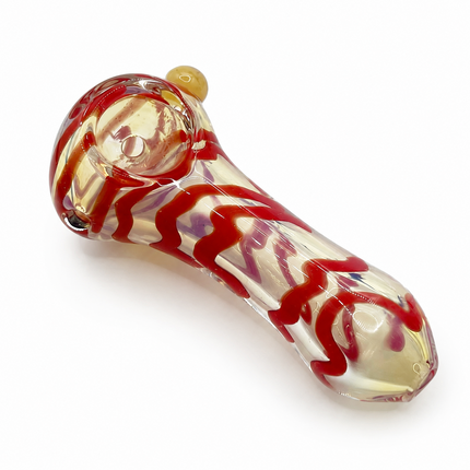 [2PC Bundle] Ruby Sapphire Wave Handcraft Glass Pipes Red Blue 3 inch