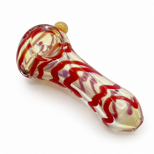 [2PC Bundle] Ruby Sapphire Wave Handcraft Glass Pipes Red Blue 3 inch