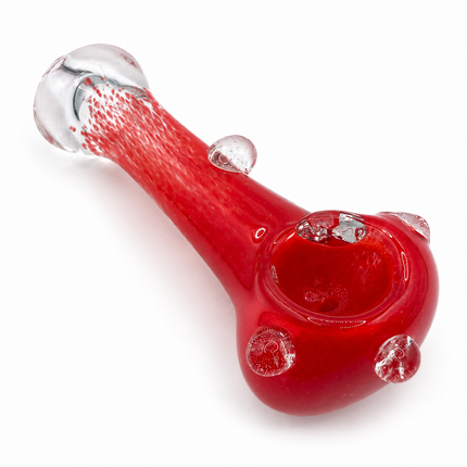 Cherry Red Bubble Accent Glass Spoon Pipe – 4.5 Inch Red Hand Pipe