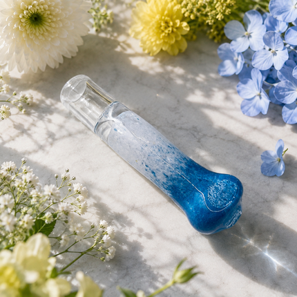 Ocean Frost Handcraft Glass Chillum Pipe Clear Blue Gradient 3~3.5 inch
