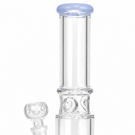 Light Blue Accent Straight Tube Glass Water Pipe Ice Catcher 14mm - 8.5 inch