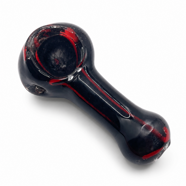 Venom Midnight Crimson Handcraft Glass Pipe Dark Blue Red Swirl 3 inch