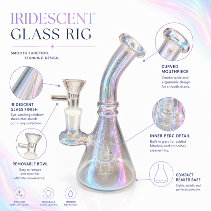 Glass Water Pipe with Perc Tri Beaker Glass Water Pipe with Perc with 14mm Bowl