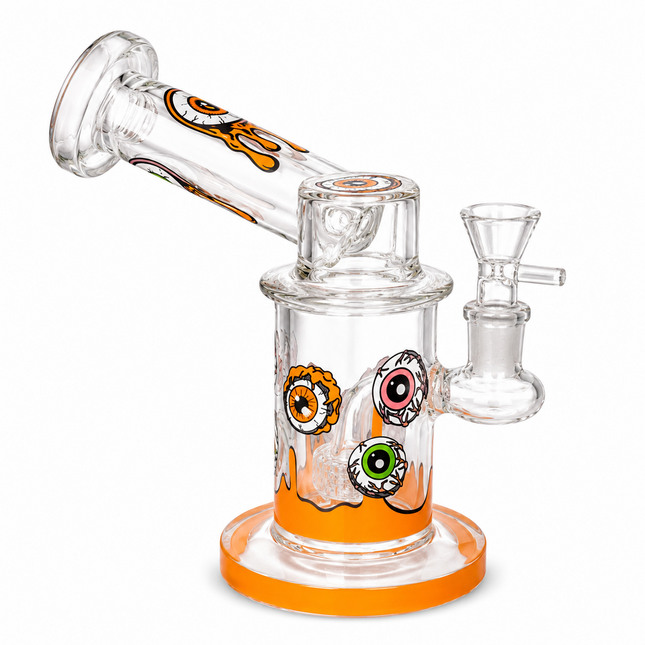 Orange Microscope Eyeball Glass Water Pipe 14mm Bowl 6.5 inch