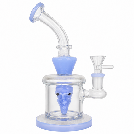 Light Blue Goblin Face Percolator Glass Water Pipe 14mm 7 inch