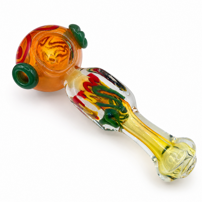 Sunset Garden Handcraft Glass Pipe Orange Green Multicolor 5 inch