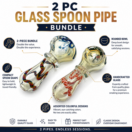 [2PC Bundle] Rainbow Amber Twist Handcraft Glass Pipes 3 inch