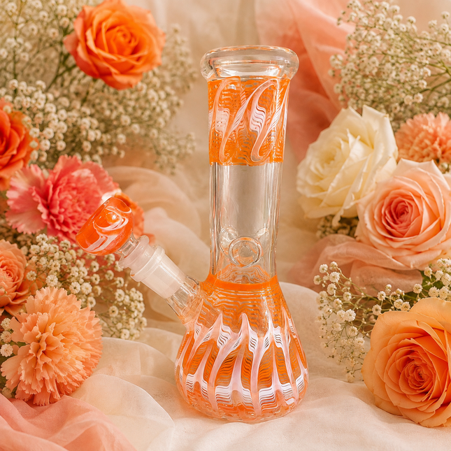 Sunset Blaze Orange 10-Inch Ice Catcher Glass Water Pipe with Bowl