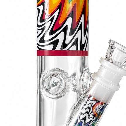 Vivid Vortex Red Psychedelic Straight Tube Glass Bong 14mm Bowl 10 Inch