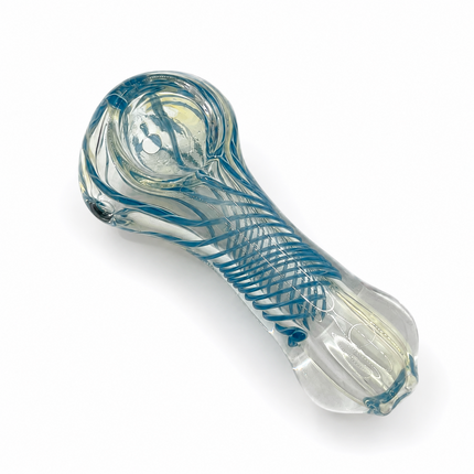 [2PC Bundle] Aqua Current Spiral Handcraft Glass Pipes 3 inch