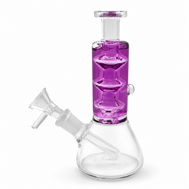 Amethyst Glycerin Stack Glass Water Pipe with Clear Beaker Base – 6 Inch
