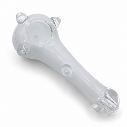 Frost White Bubble Accent Glass Spoon Pipe – 4.5 Inch White Hand Pipe