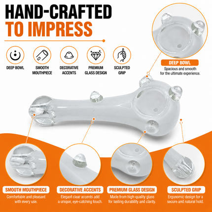 Frost White Bubble Accent Glass Spoon Pipe – 4.5 Inch White Hand Pipe