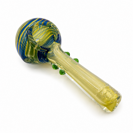 Sapphire Meadow Swirl Thick Glass Spoon Hand Pipe 4.5 Inch