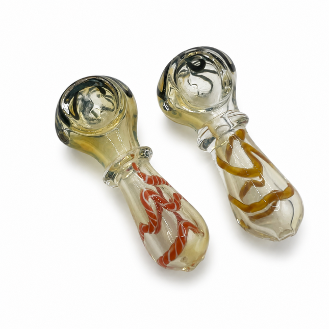 [2PC Bundle] Elegant Honey Swirl Glass Hand Pipe Set Assorted Colors