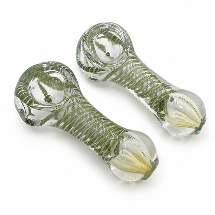 [2PC Bundle] Olive Vine Spiral Handcraft Glass Pipes 3 inch