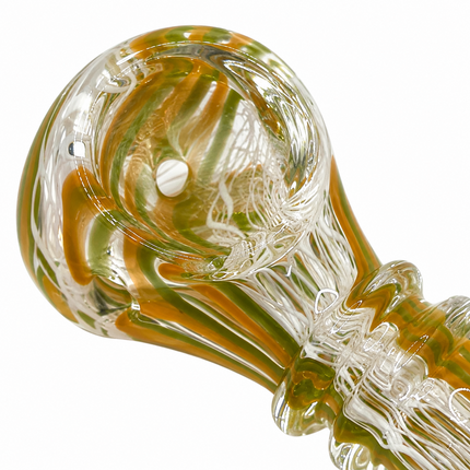 [2PC Bundle] Ruby Honey Ribbon Glass Hand Pipes Red Golden Amber 3 Inch