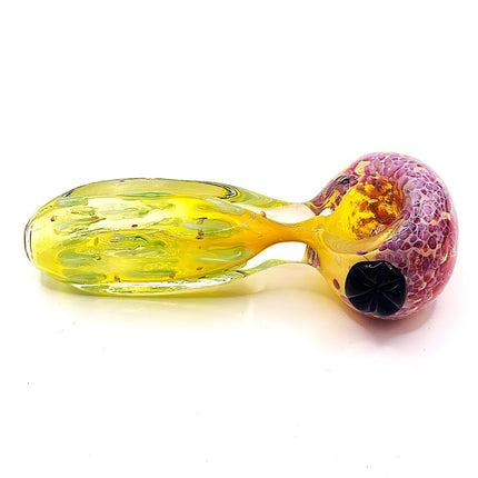 Cherry Crackle Glass Spoon Pipe with Honey Handle – 4 Inch Hand Pipe Deep Bowl