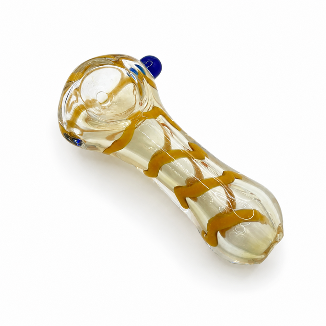 [2PC Bundle] Sunset Ember Wave Handcraft Glass Pipes Amber Red 3 inch