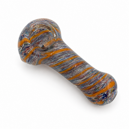 4 PC Glass Spoon Hand Pipe Multicolor Spiral Stripe Assorted Designs - 3 inch