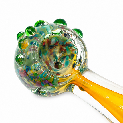 Teal Picasso Glass Spoon Pipe Multicolor Confetti Accents - 4.5 inch
